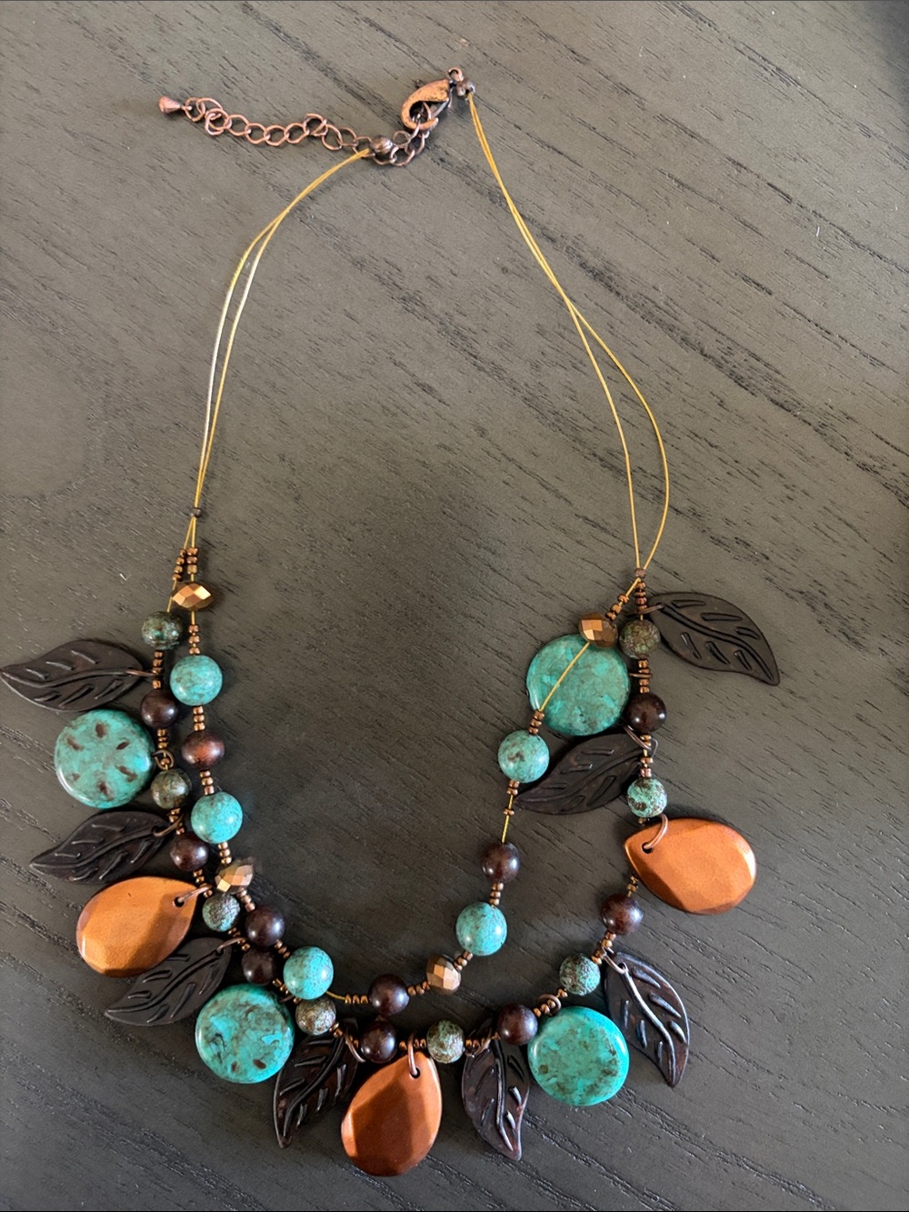 Boho Turquoise & Copper Multi-Strand Statement Necklace ✨